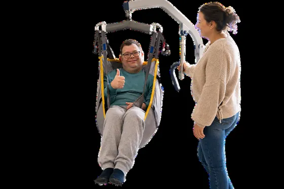Spiral's mobile hoist being used on a respite break